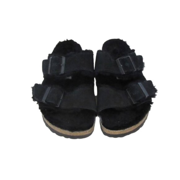 Birkenstock Arizona Shearling Lined Sandals Black Size 38 EU - Picture 1 of 5